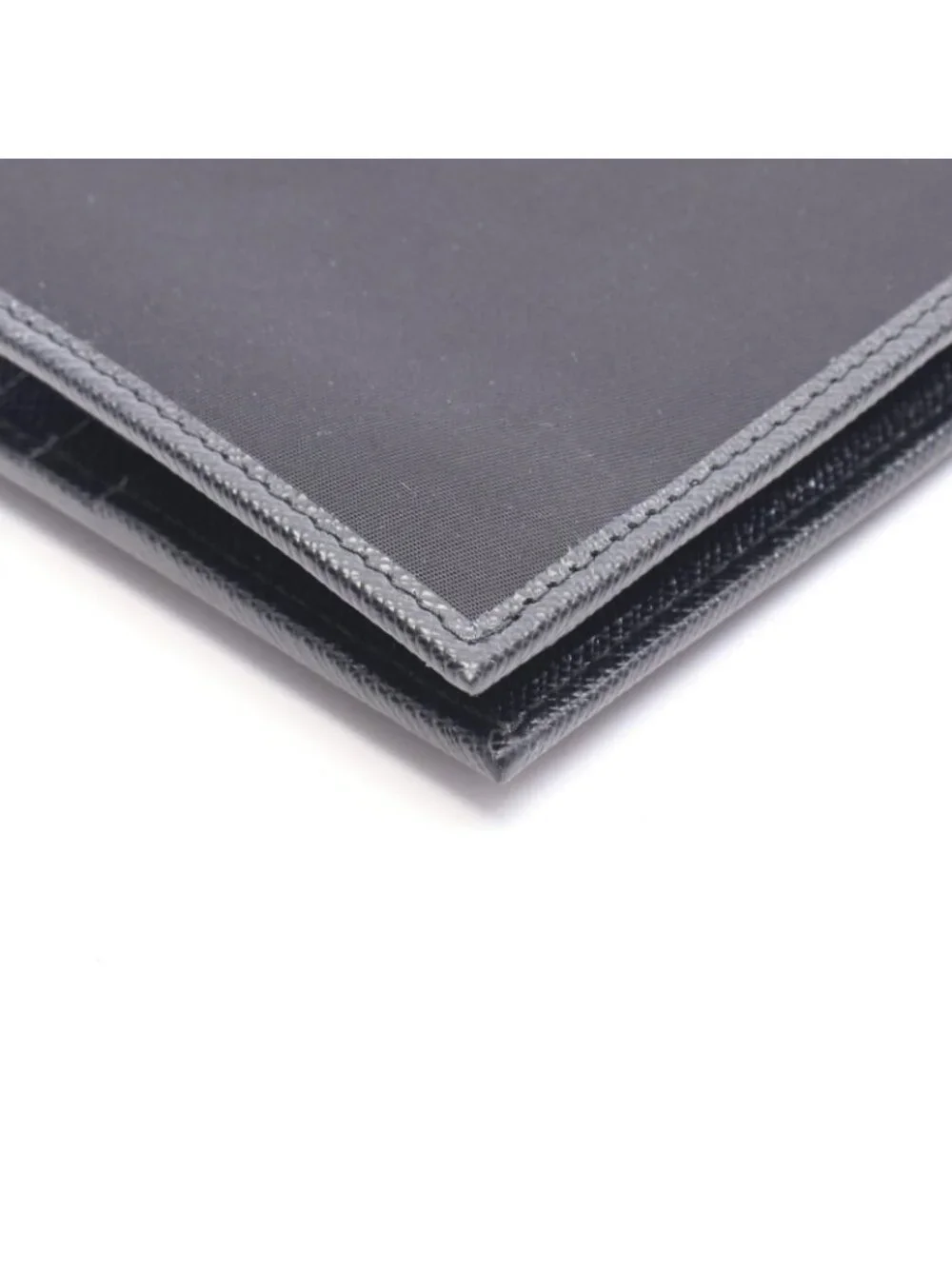 Prada Bifold Wallet Sasaffiano Metal Black Nylon Saffiano Leather Triangle Logo